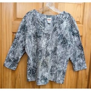 Ruby Rd. Women's XL Top 3/4 Sleeves Animal Print Pullover Blouse Knit Stretch